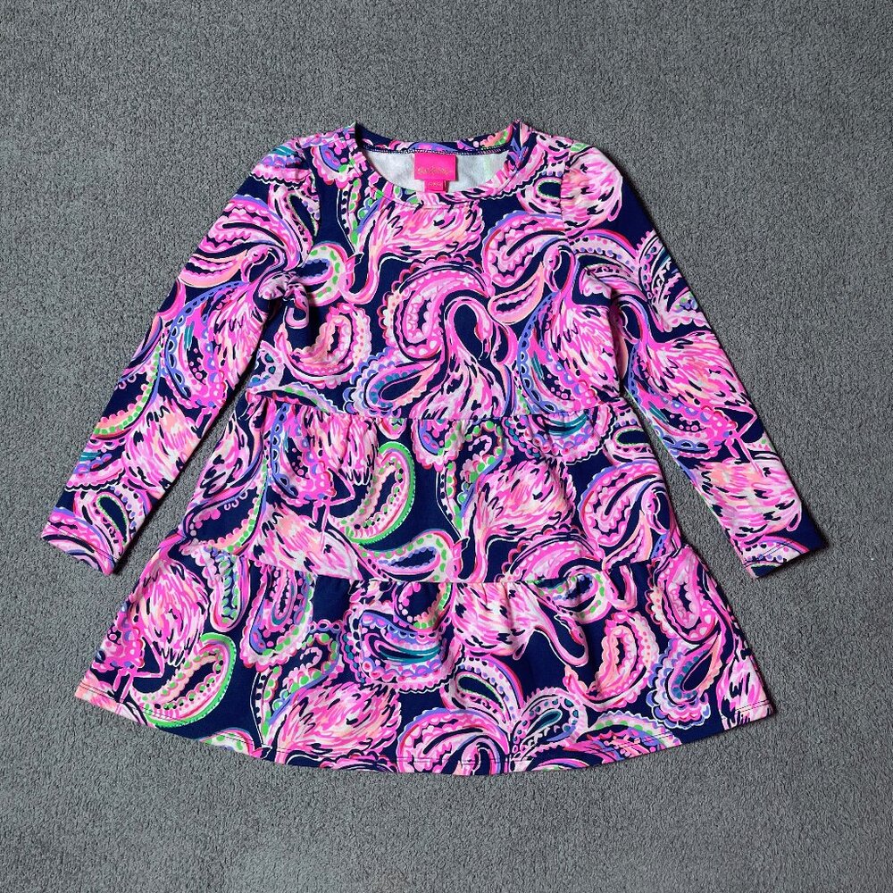Lilly Pulitzer Mini Arlette Dress Flock to the Top Flamingo Girls  Small (4-5)